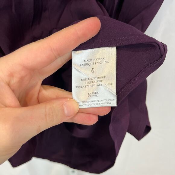 THEORY Petite P Jamissa Silk Stretch Sleeveless Blouse V-Neck Tank Top Purple - Picture 4 of 5